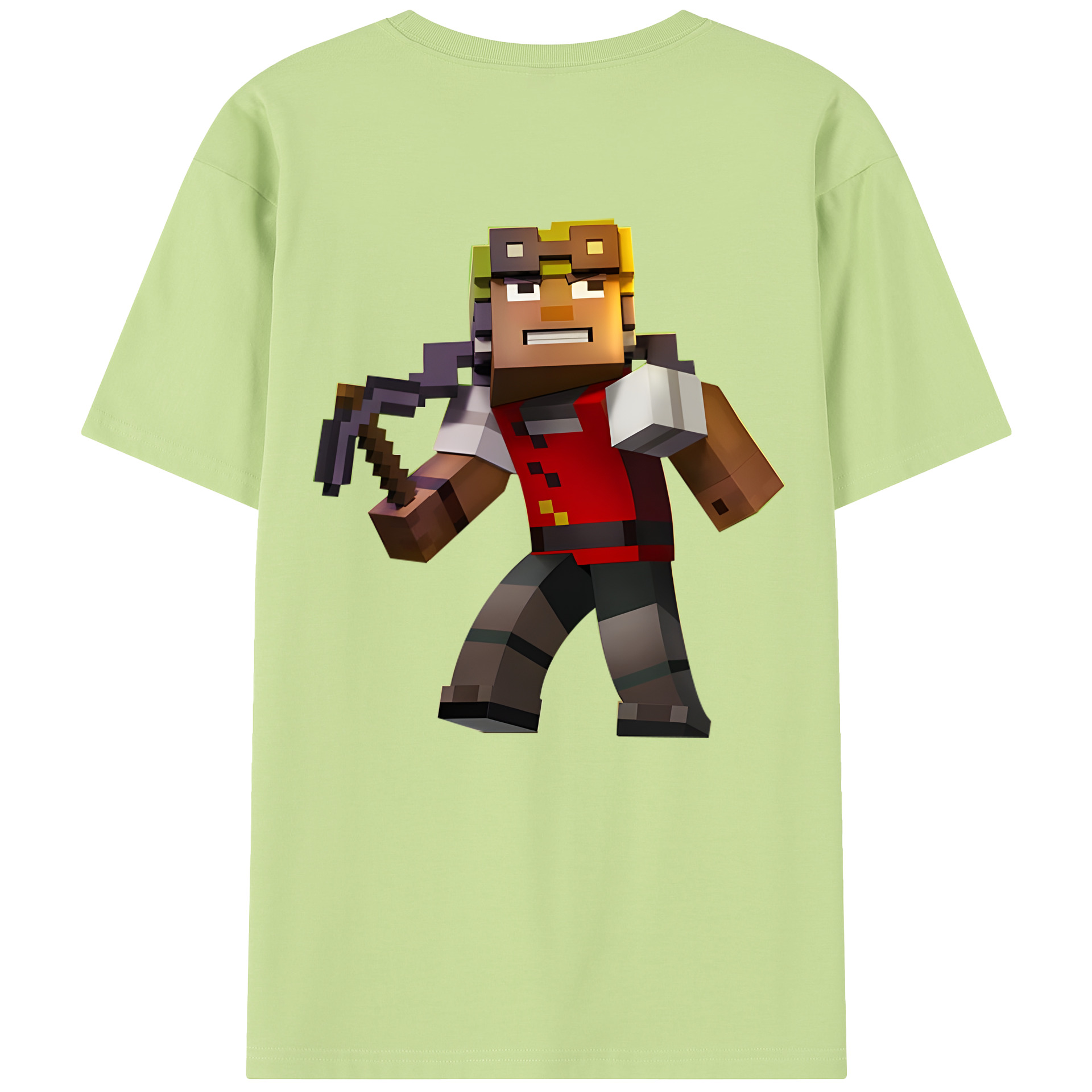 （画像用） マインクラフト ブロックの世界 Minecraft MC Block world 綿100％半袖Tシャツ（背面プリント）